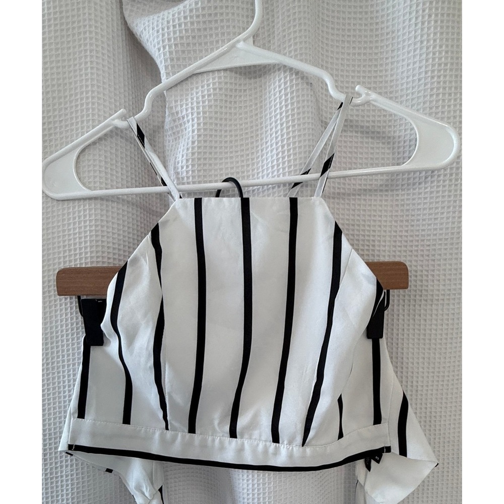 Striped High Neck Crop Top